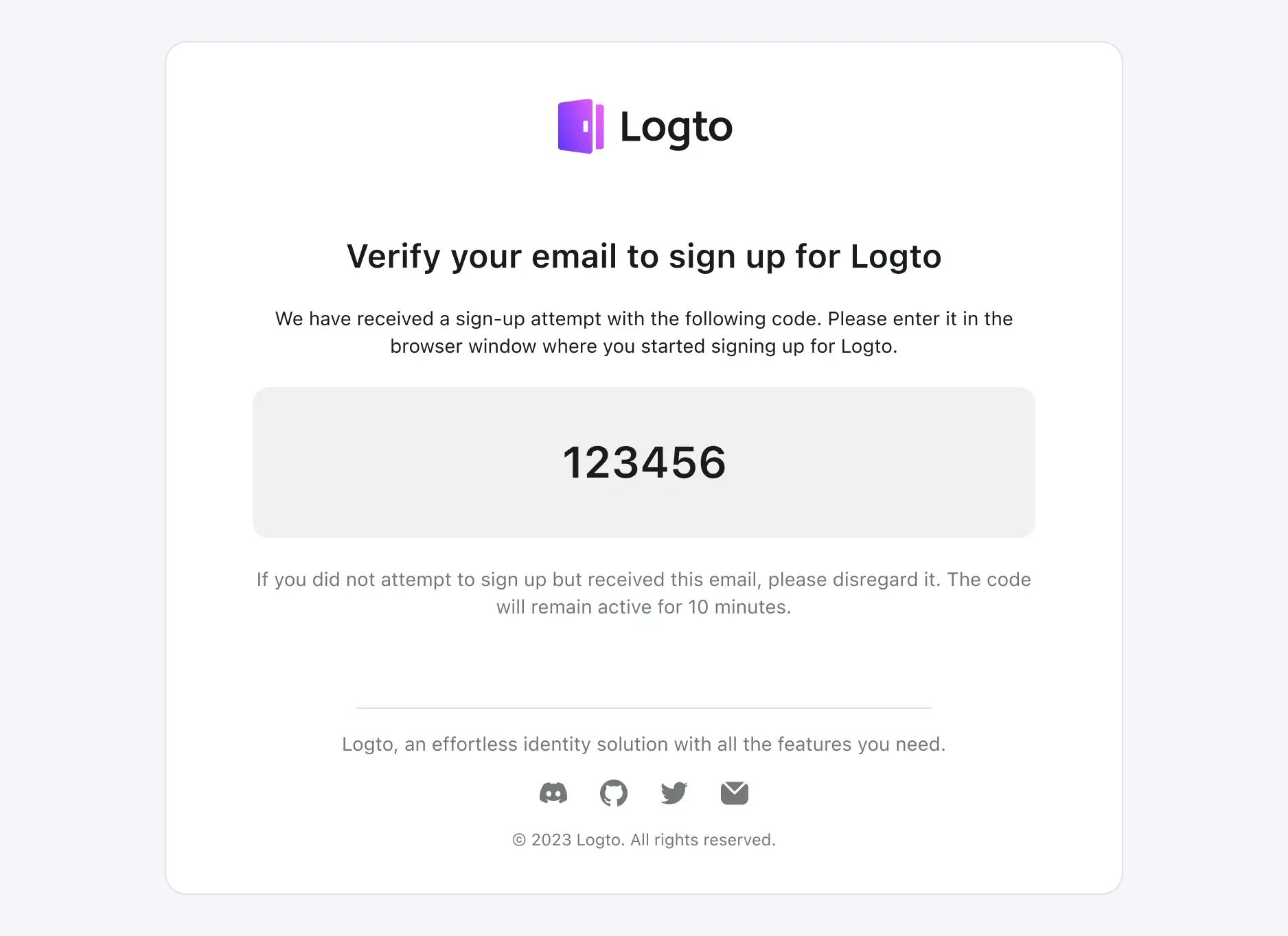 Built-in email template sample