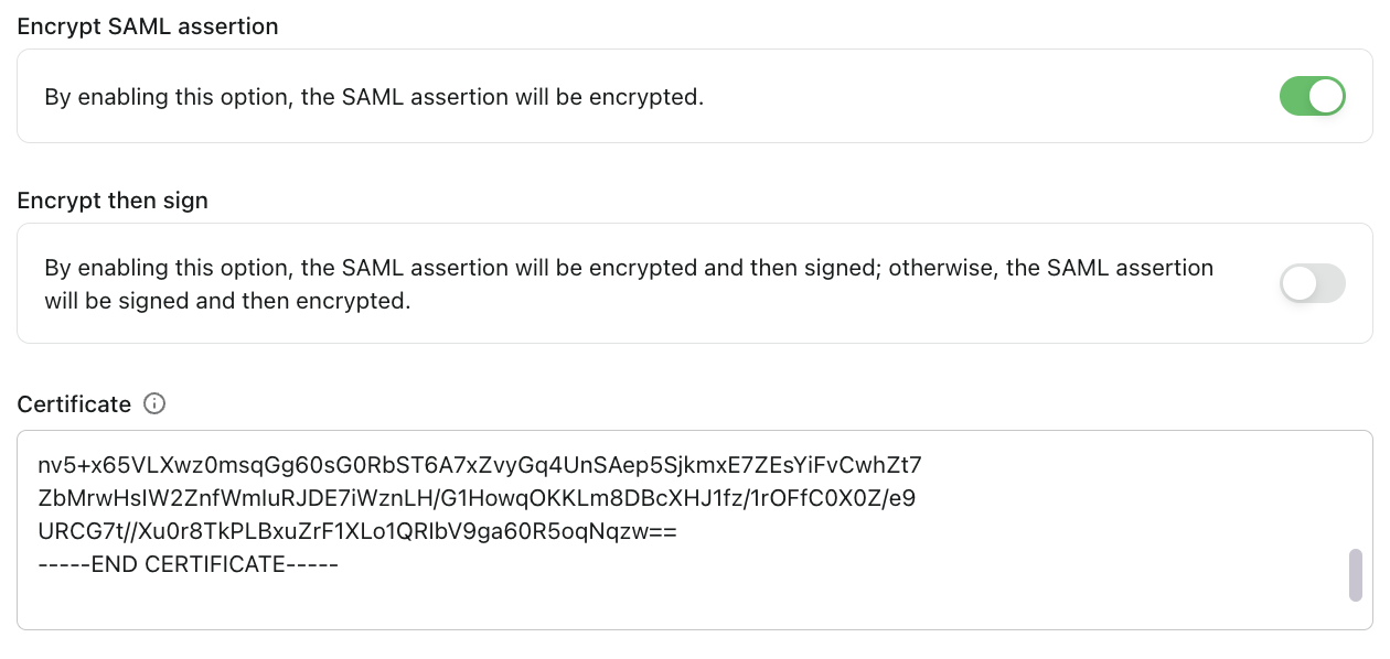 SAML assertion encryption