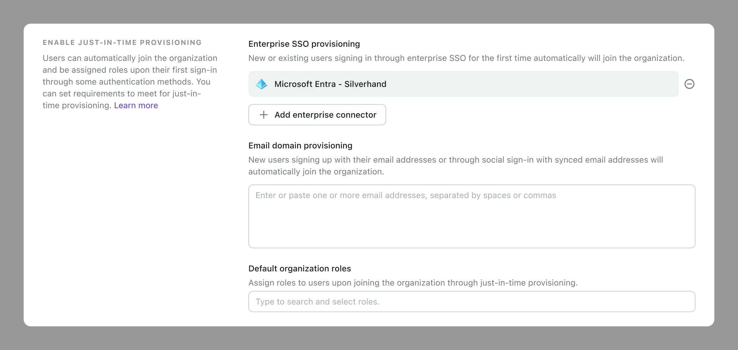 Enterprise SSO provisioning