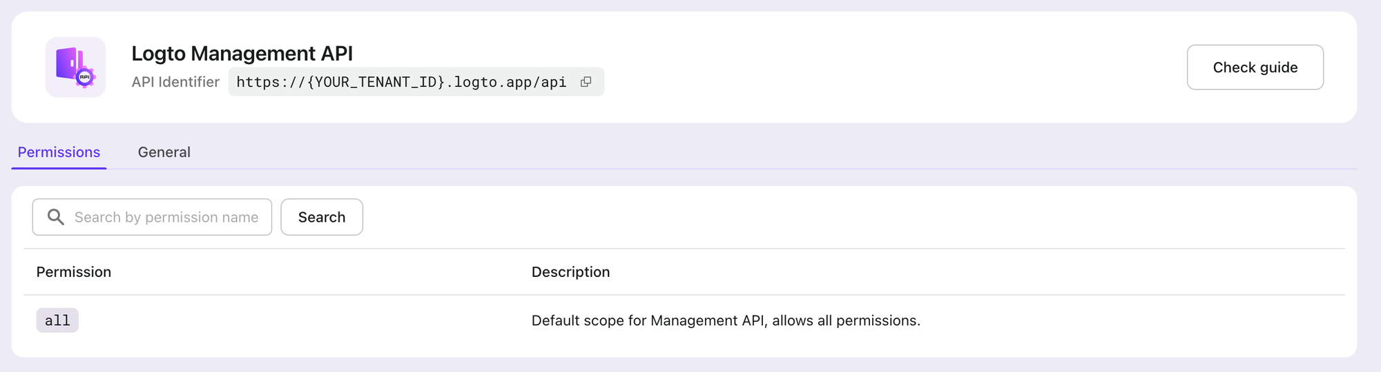 Logto Management API Details