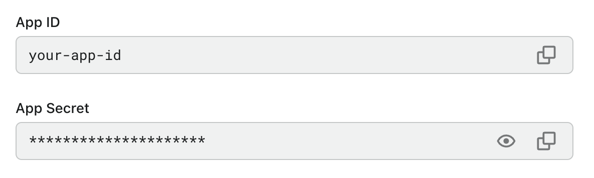 App ID and App Secret