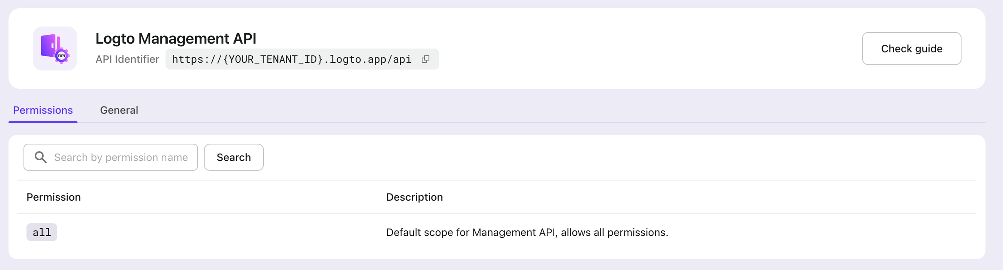 Detalles de Logto Management API