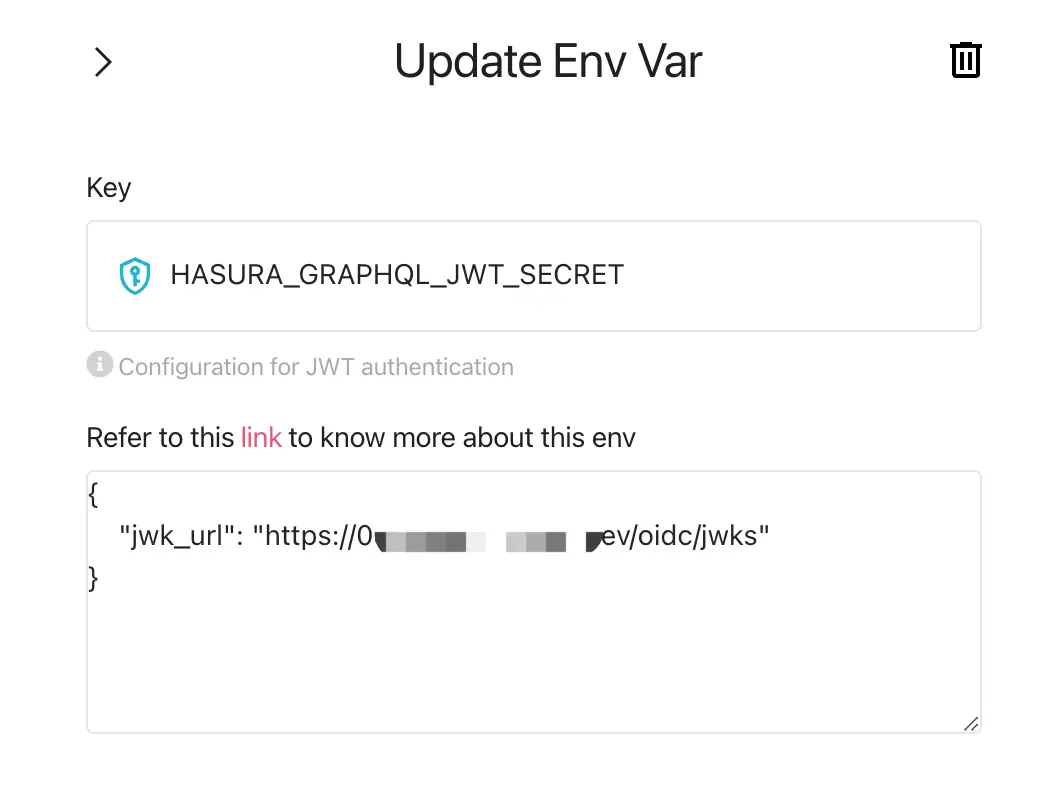Hasura JWT config