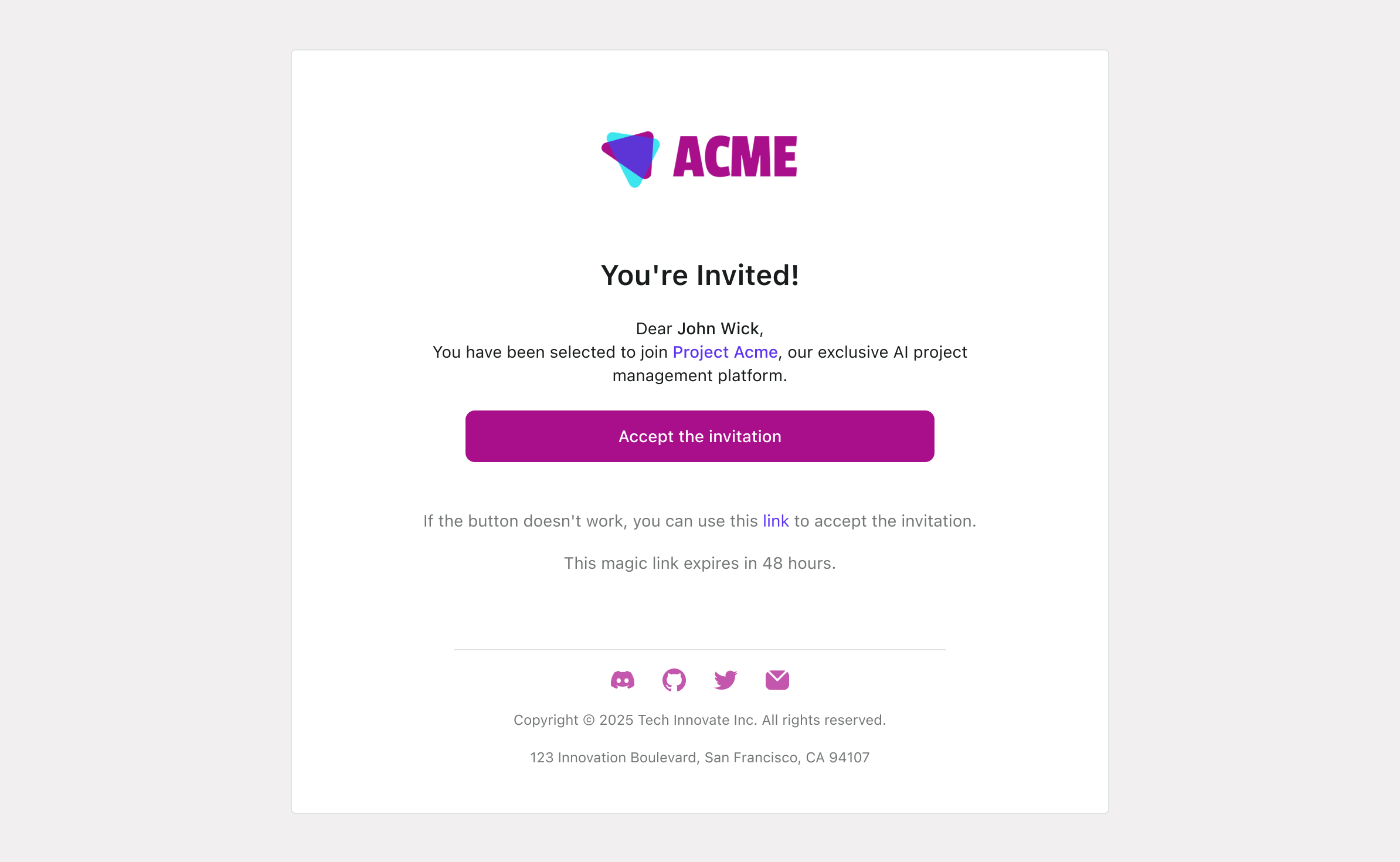 Plantilla de correo electrónico de registro solo por invitación