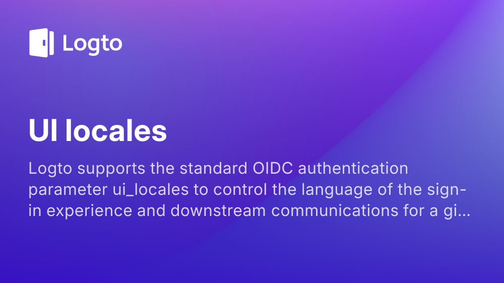UI locales | Logto docs