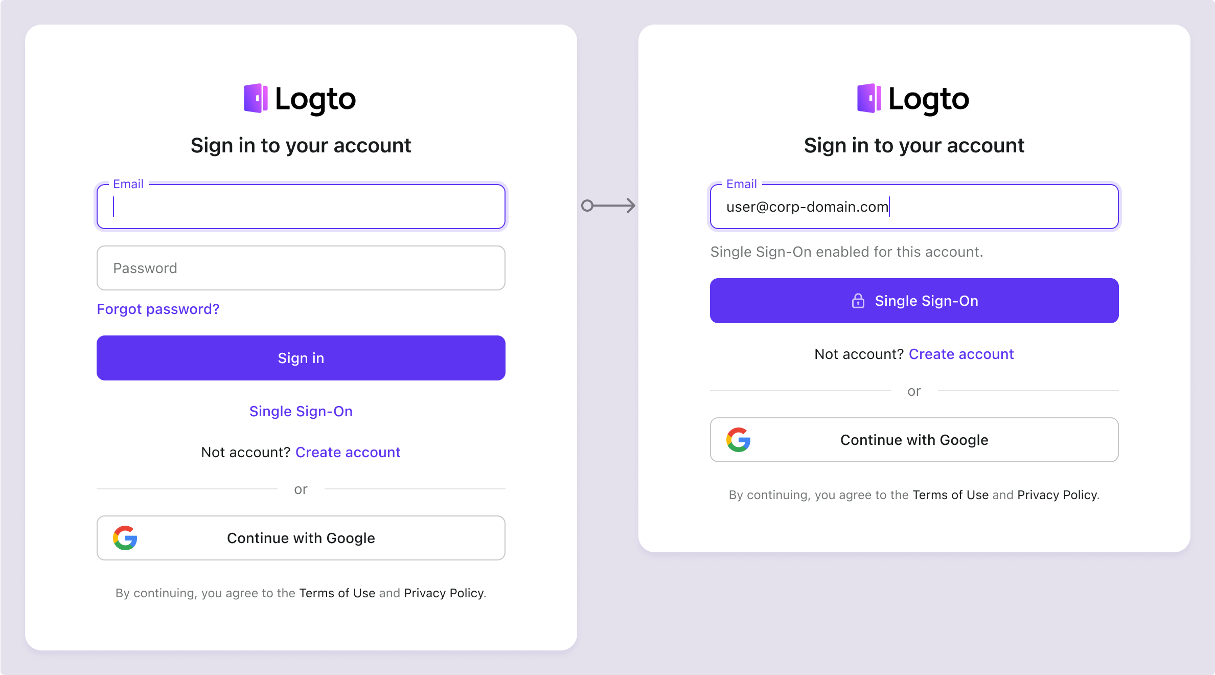 Auto detect SSO sign-in via email domain