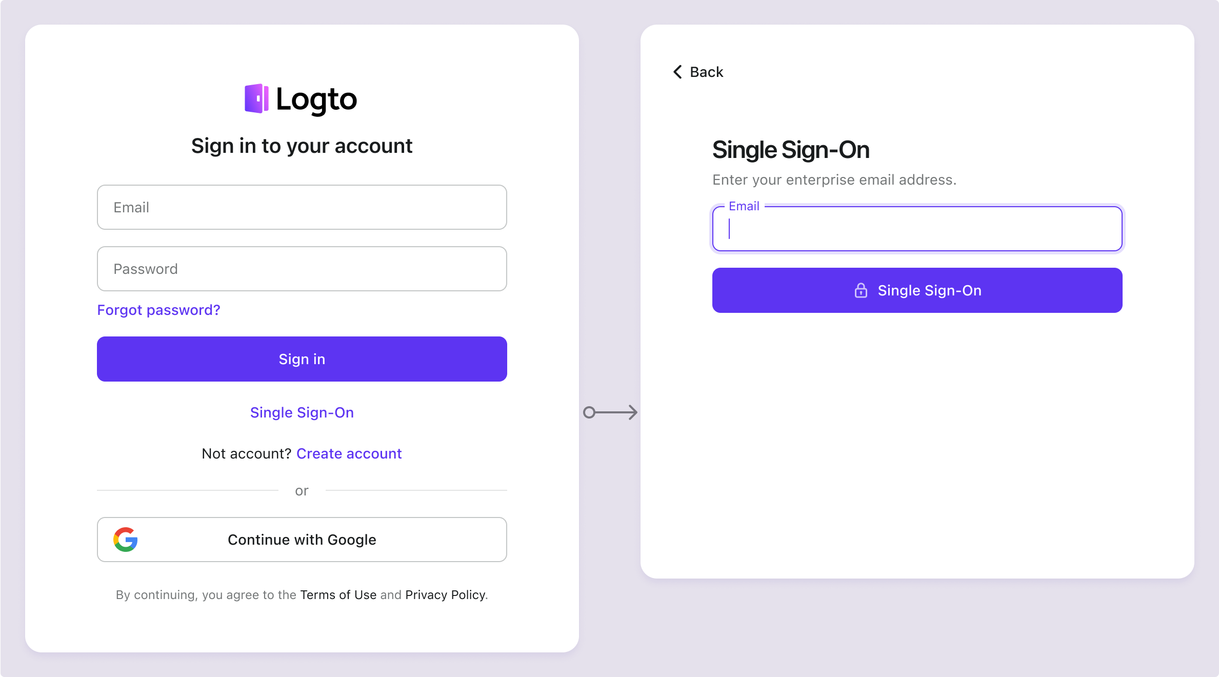 Navigate to SSO sign-in via manually click link button